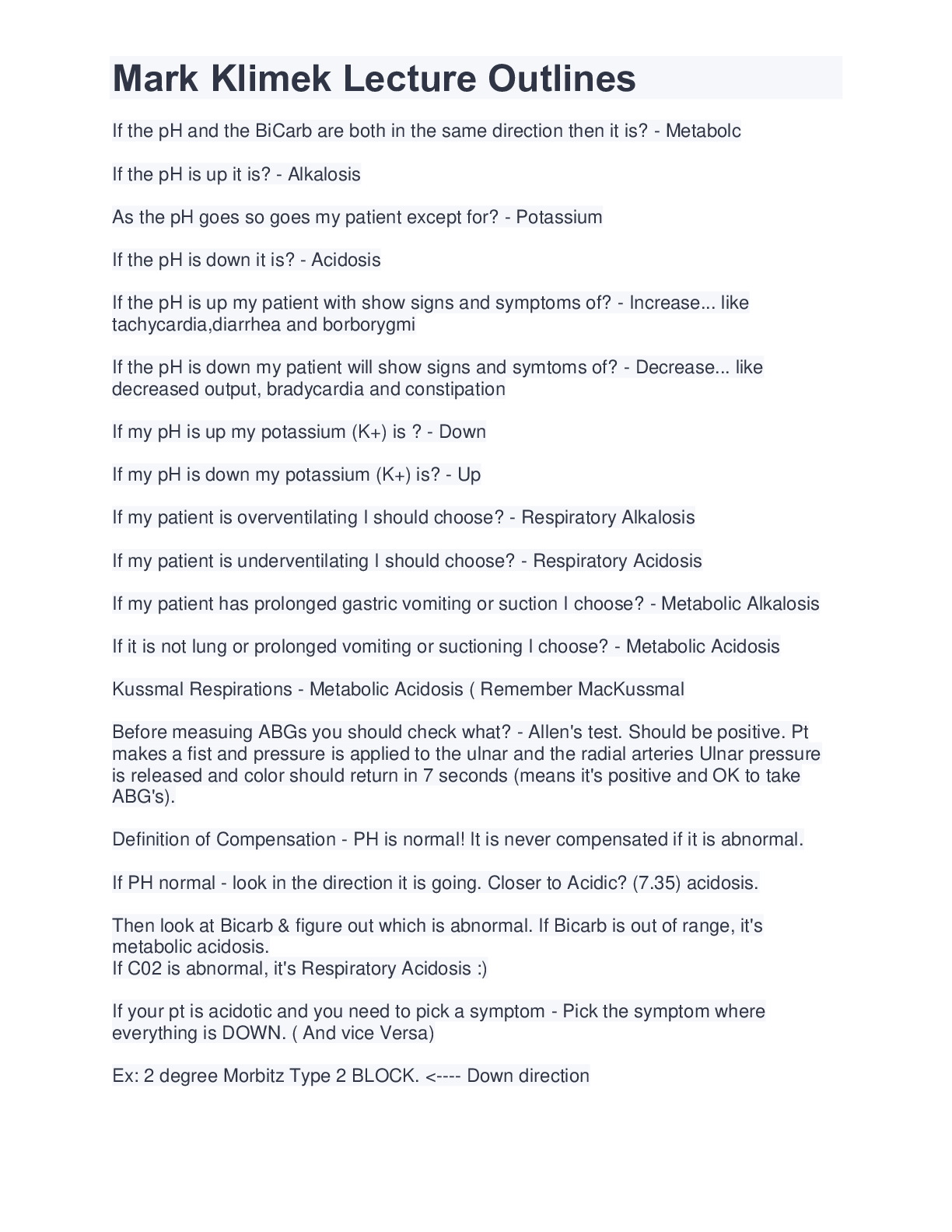 Preview image of Mark Klimek Lecture Outlines document